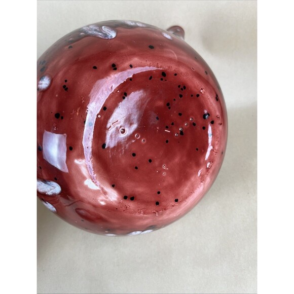 Handcrafted Studio‎ Art Pottery Teapot Red Glaze White & Black Speckles Ceramic - Picture 6 of 9